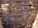 Qasr Al Azraq Ceiling Stones * Looking up at the ceilings one can see how the ceilings were formed by layering long lengths of stone, using them like planks.  Other rocks were then piled on top and mortared to make it watertight. * 432 x 323 * (80KB)